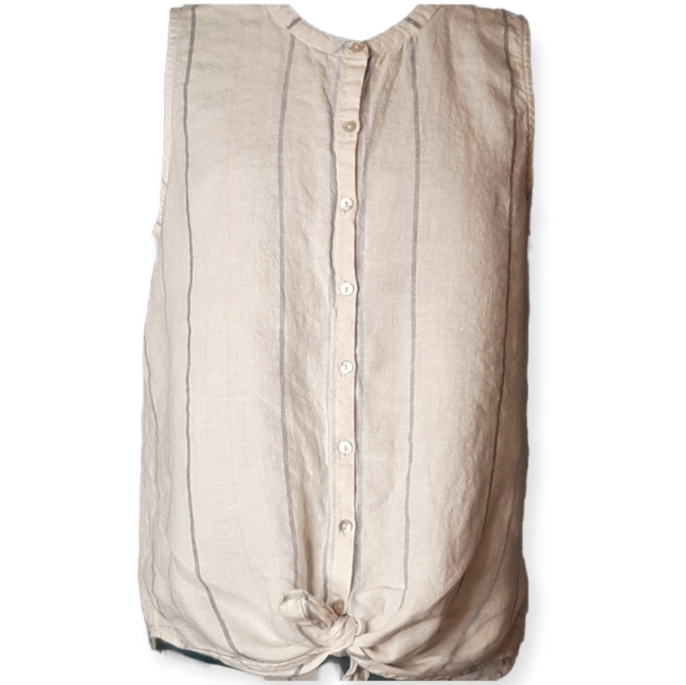 C & C California 100% Linen Sleeveless button down with knot sz S